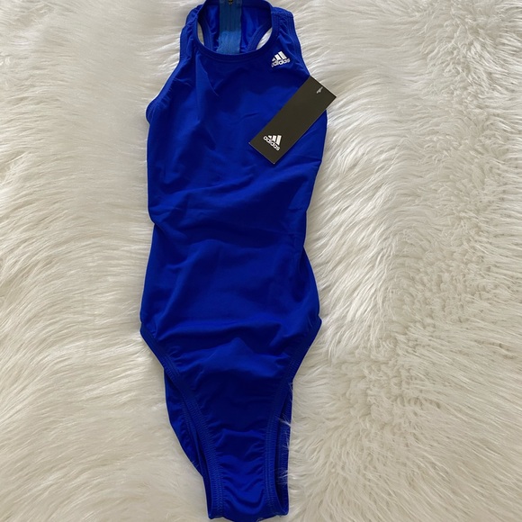 NEW wTag-ADIDAS High Neck Blue 1pc Bathing Suit 24